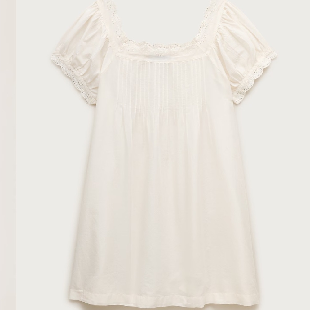 Cotton voile scallop-trim babydoll dress NWOT